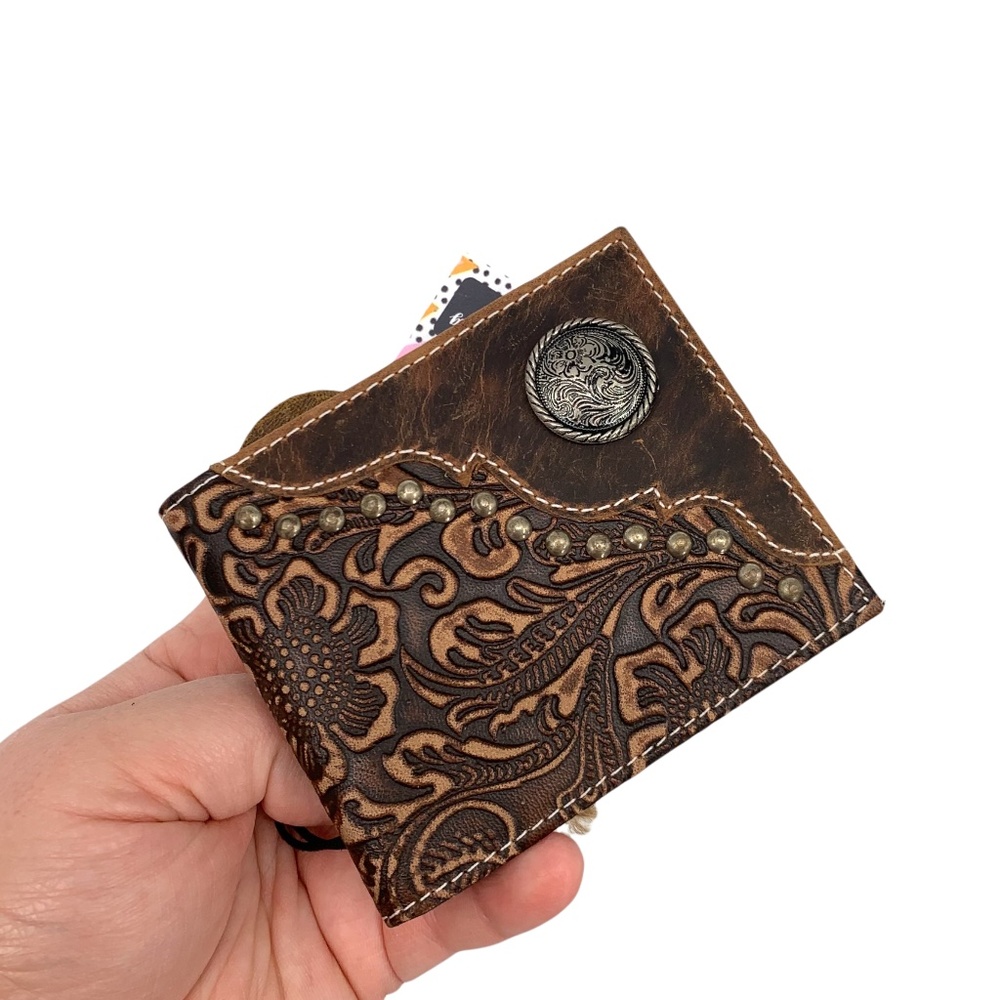 Myra Bag Men's Mocha Embossed Studded Wallet